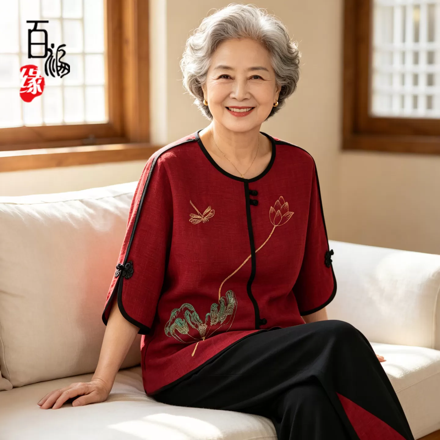 中老年人夏装套装女新款国风奶奶短袖两件套大码妈妈T恤太太衣服