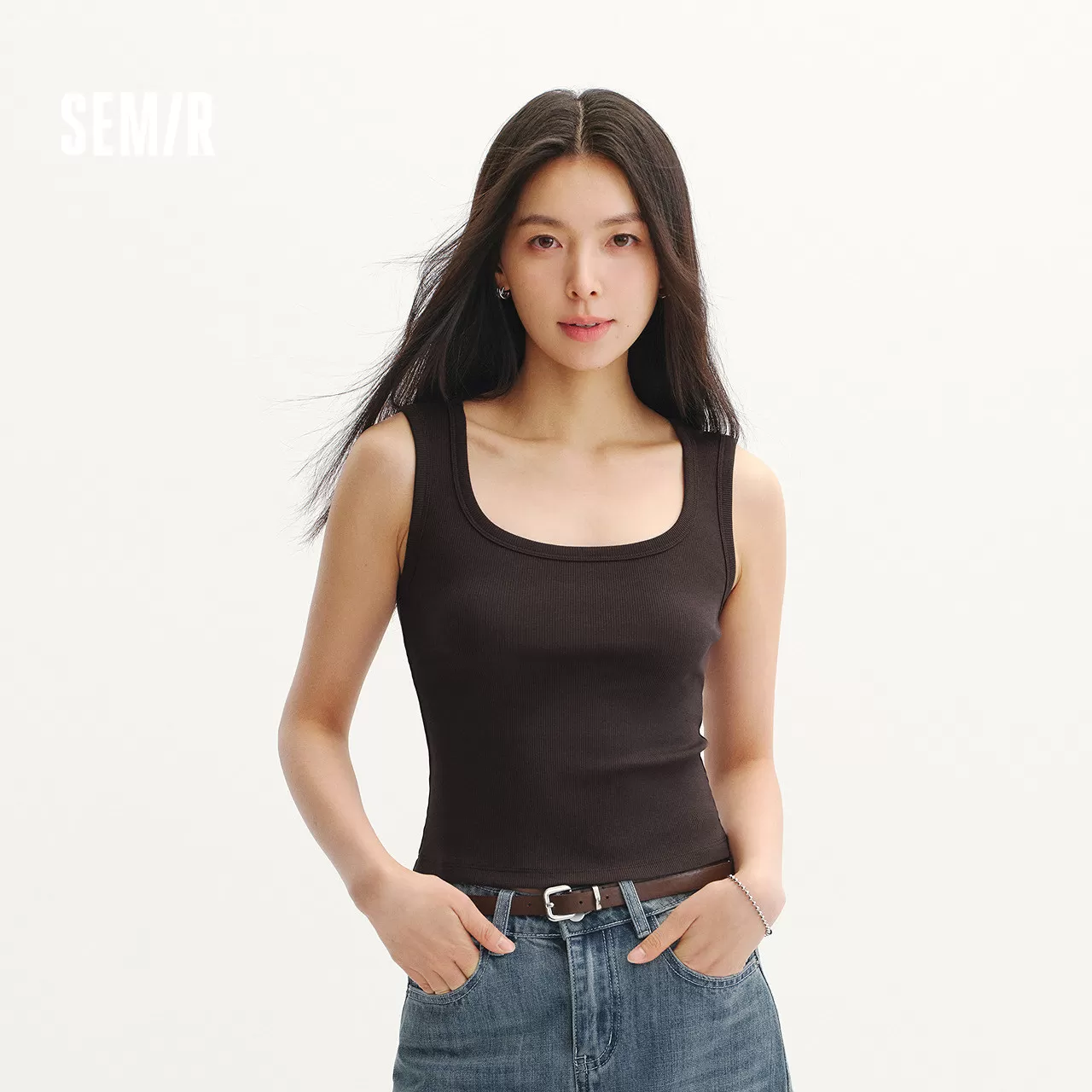 森马背心女夏季短款U领纯色凉感紧身内搭2026新款简约风百搭上衣
