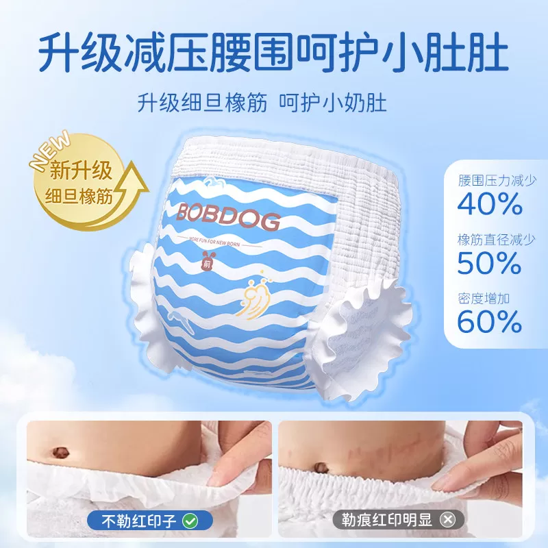 【透气干爽】巴布豆小波浪拉拉裤超薄柔软婴儿尿不湿亲肤纸尿裤