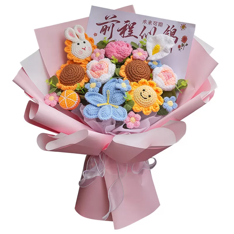 一举夺魁花束向日葵毛线手捧花中考高考仪式感毕业生日礼物送女孩