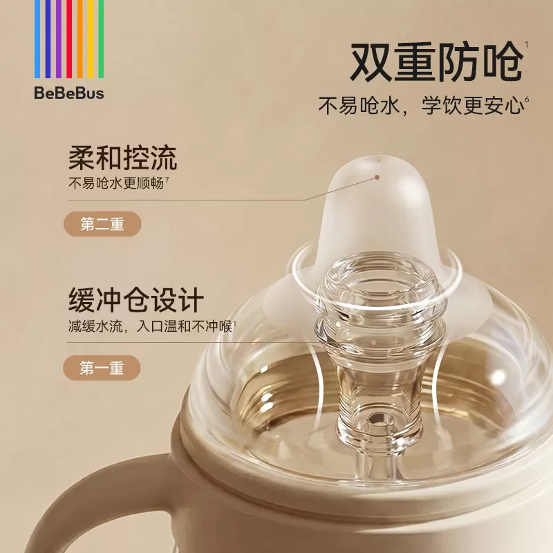 BeBeBus钻光学饮杯鸭嘴杯婴儿6个月以上宝宝吸管水杯奶瓶ppsu防呛
