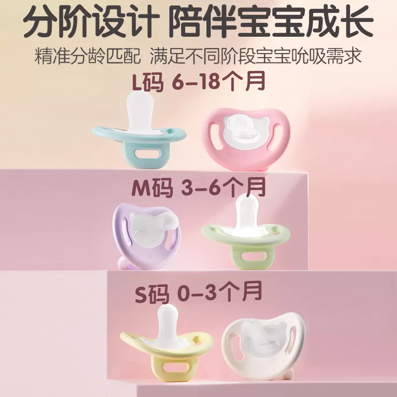 贝亲新生儿安抚奶嘴0-3到6个月一岁以上防胀气哄睡柔软硅胶旗舰店