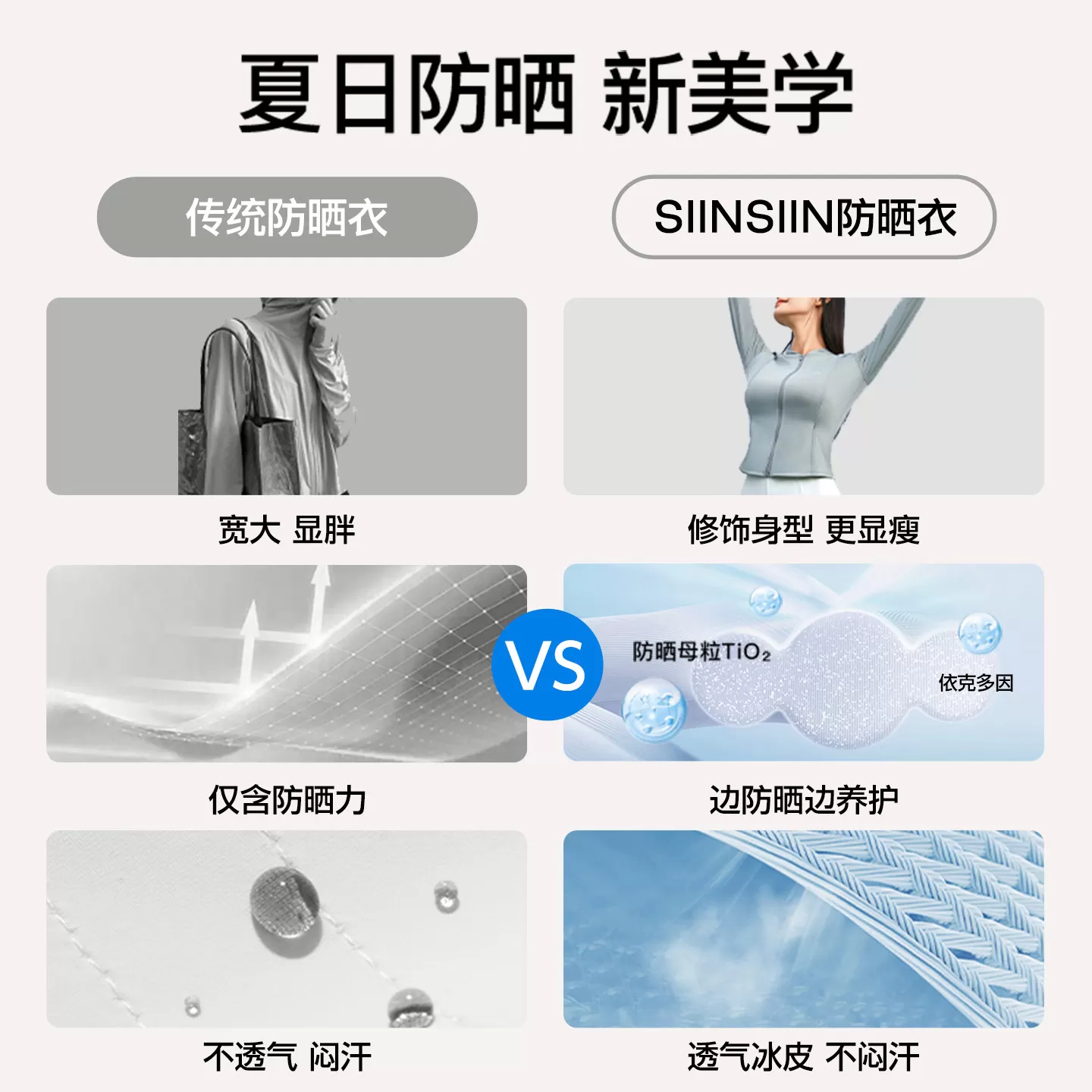 SIINSIIN冰皮轻塑防晒衣女款修身外穿显瘦夏季薄防紫外线防晒服TK
