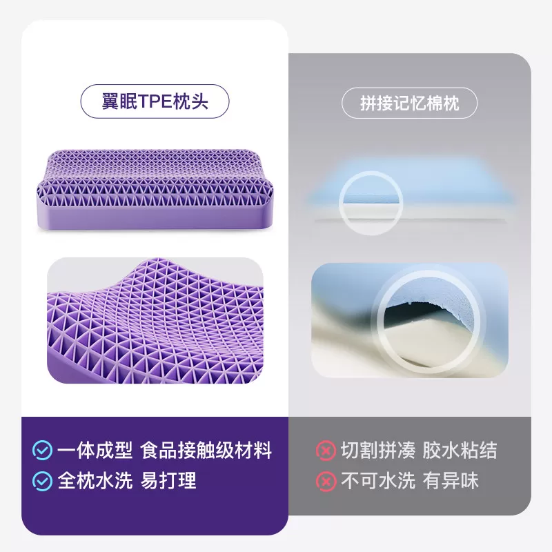 翼眠深睡格子枕TPE枕头护颈助睡眠成人颈椎枕透气可水洗夏凉枕