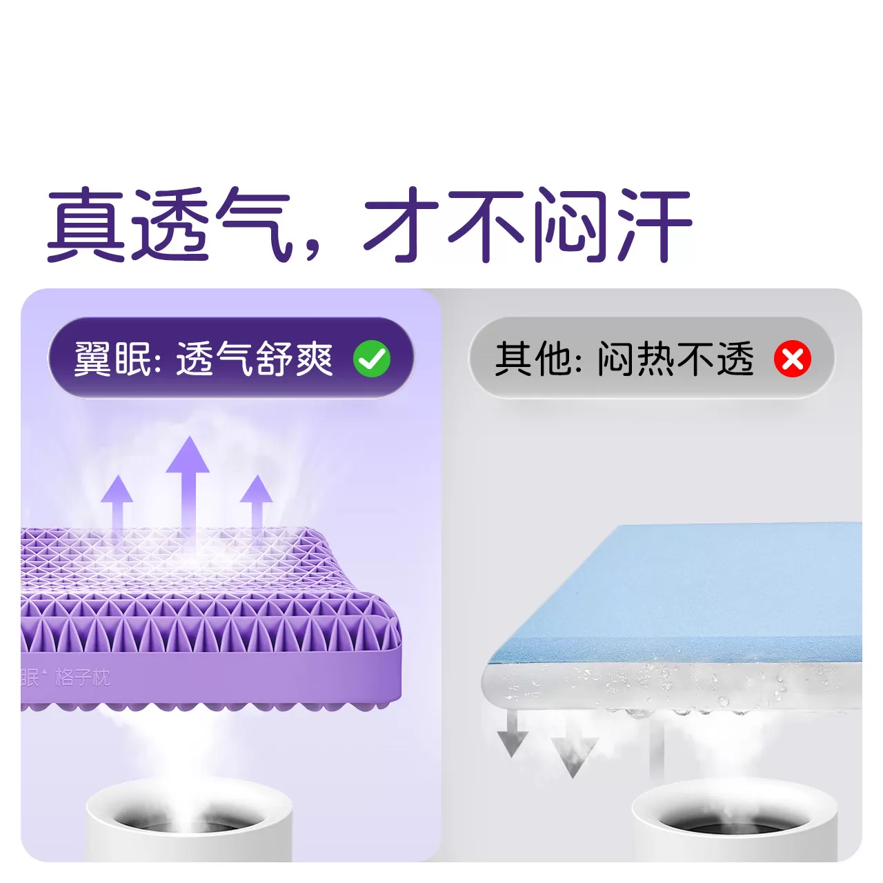 翼眠深睡格子枕TPE枕头护颈助睡眠成人颈椎枕透气可水洗夏凉枕