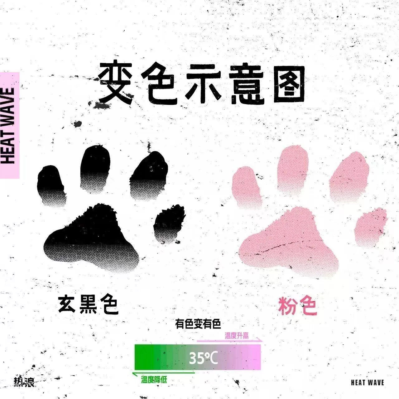 猫咪温变纹身贴全是猫爪体温变色可爱套装爱心猫咪萌宠