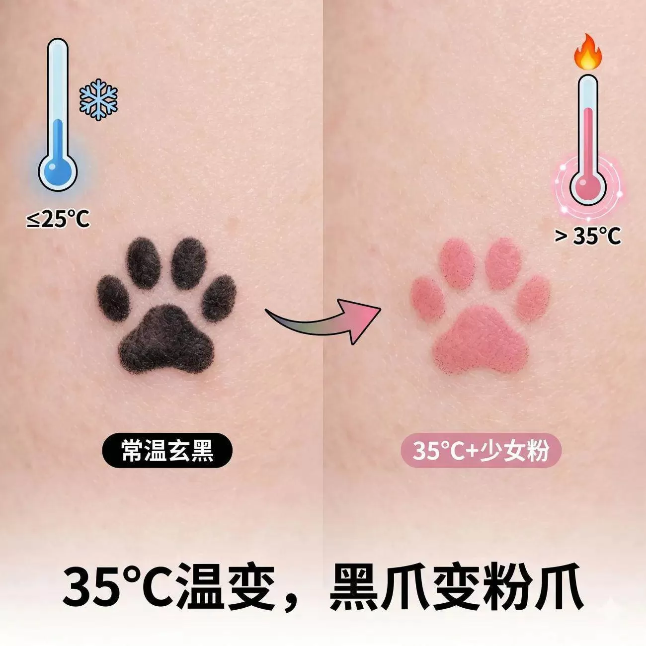 猫咪温变纹身贴全是猫爪体温变色可爱套装爱心猫咪萌宠