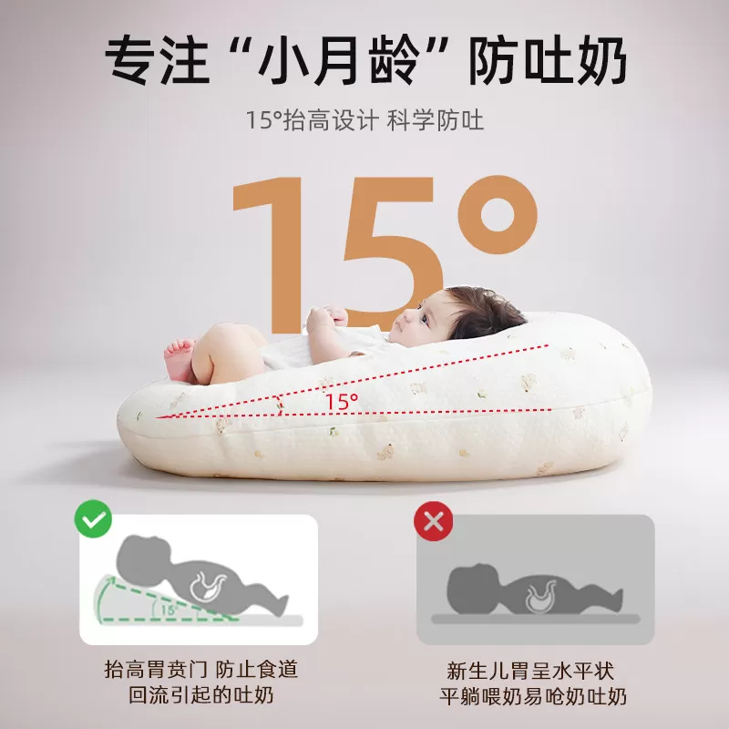小白豚斜坡枕垫婴儿防吐奶呛奶宝宝躺喂奶神器防胀气床中床二合一