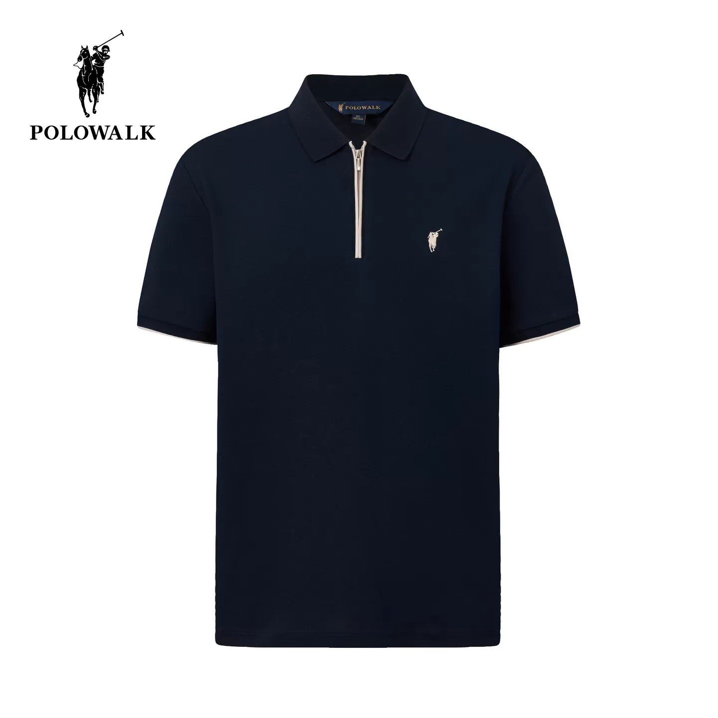 POLOWALK男式短袖POLO衫2026夏季新品经典撞色简约短袖拉链POLO衫