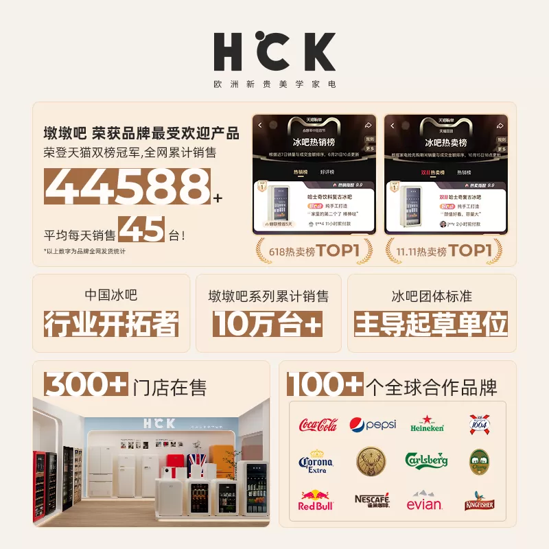 HCK哈士奇冰吧墩墩吧2.0冷冻冷藏柜家用客厅保鲜柜办公室复古冰箱