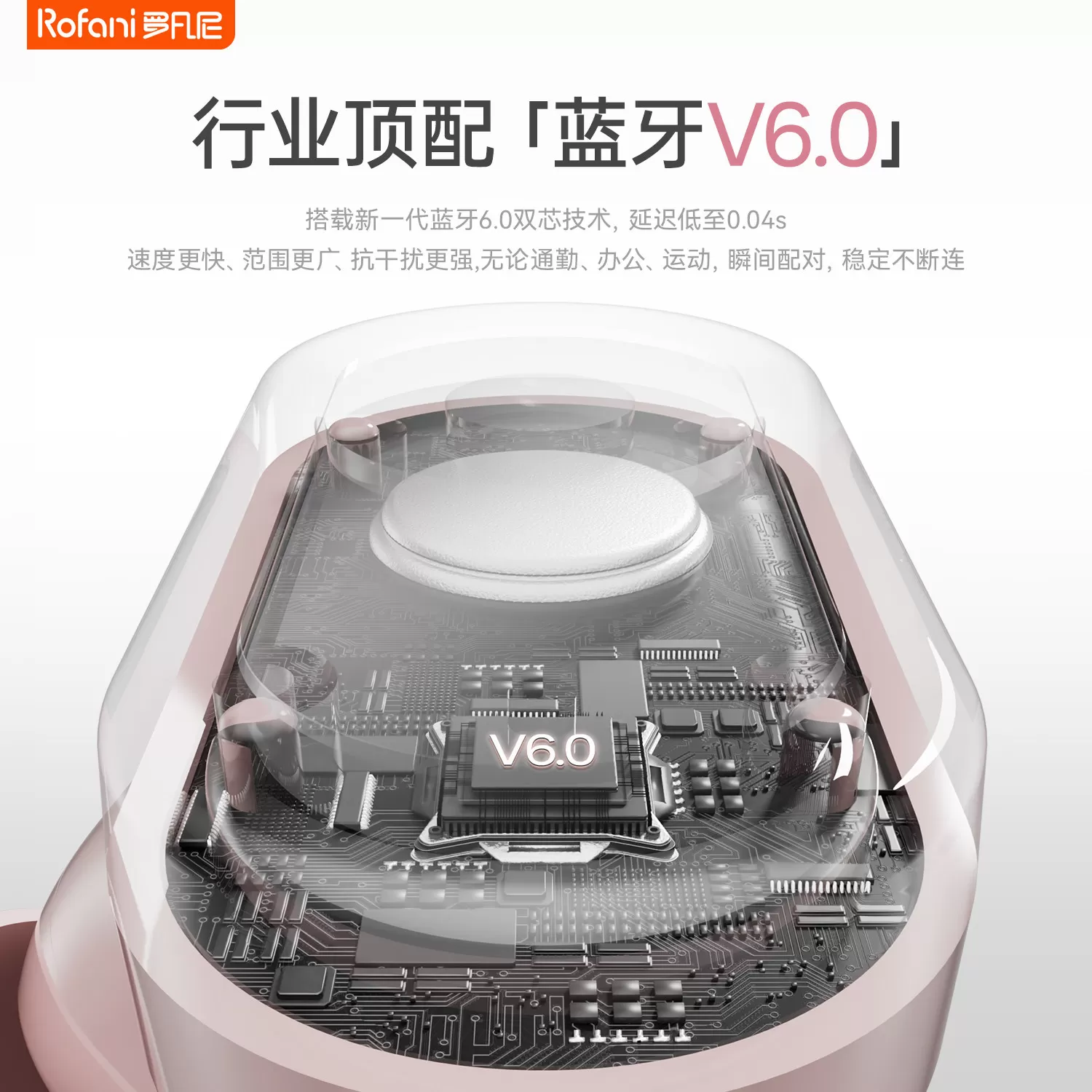 罗凡尼蓝牙耳机高颜值入耳式无线通话降噪超长续航大电量2026新款