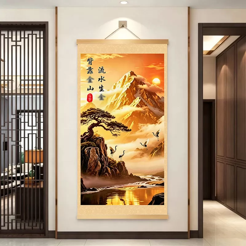 【认准正品】新中式背靠金山客厅玄关背景墙挂画办公室店铺挂画CJ