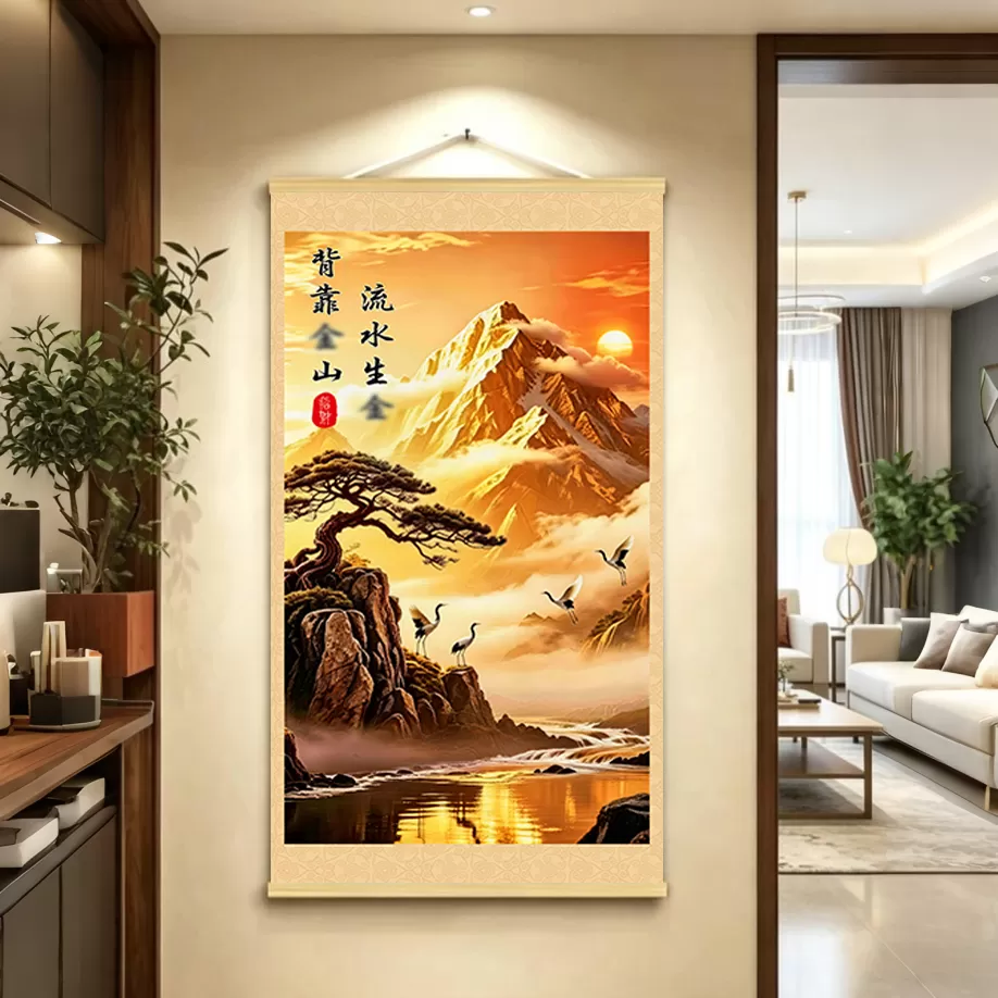 【认准正品】新中式背靠金山客厅玄关背景墙挂画办公室店铺挂画CJ