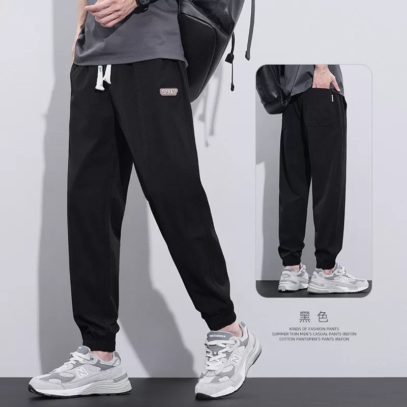 品牌男装冰丝裤子男2026夏季新款薄款男士束脚裤时尚潮流休闲长裤