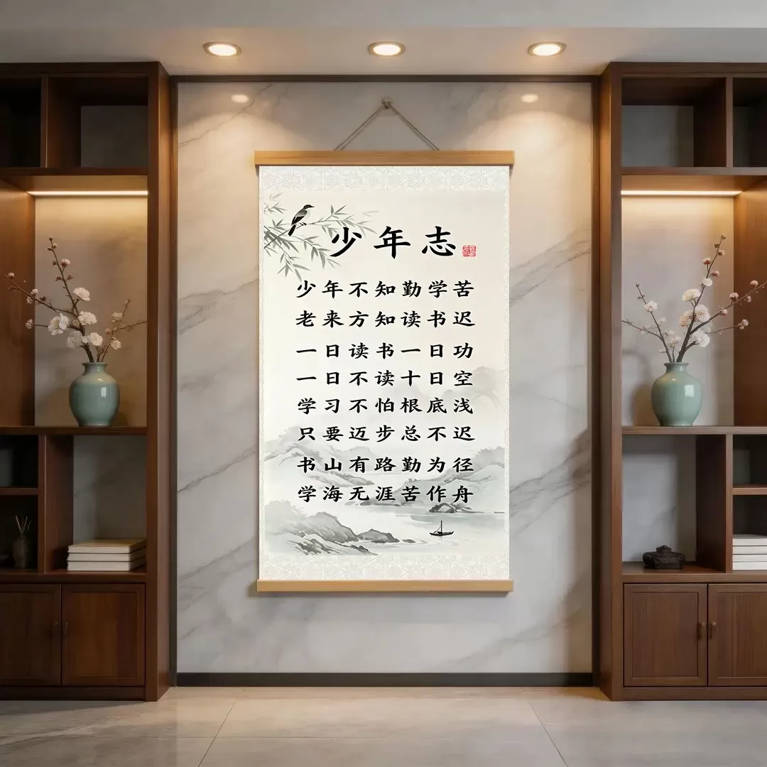 少年志书法字画家风家训挂画挂图不知勤学苦书法励志书房办公室