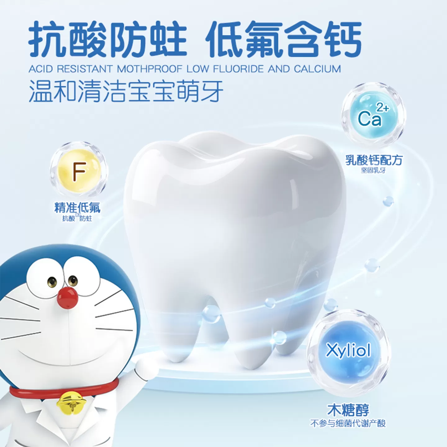 【哆啦A梦联名版】舒客宝贝儿童按压牙膏含氟2-6-12岁换牙期