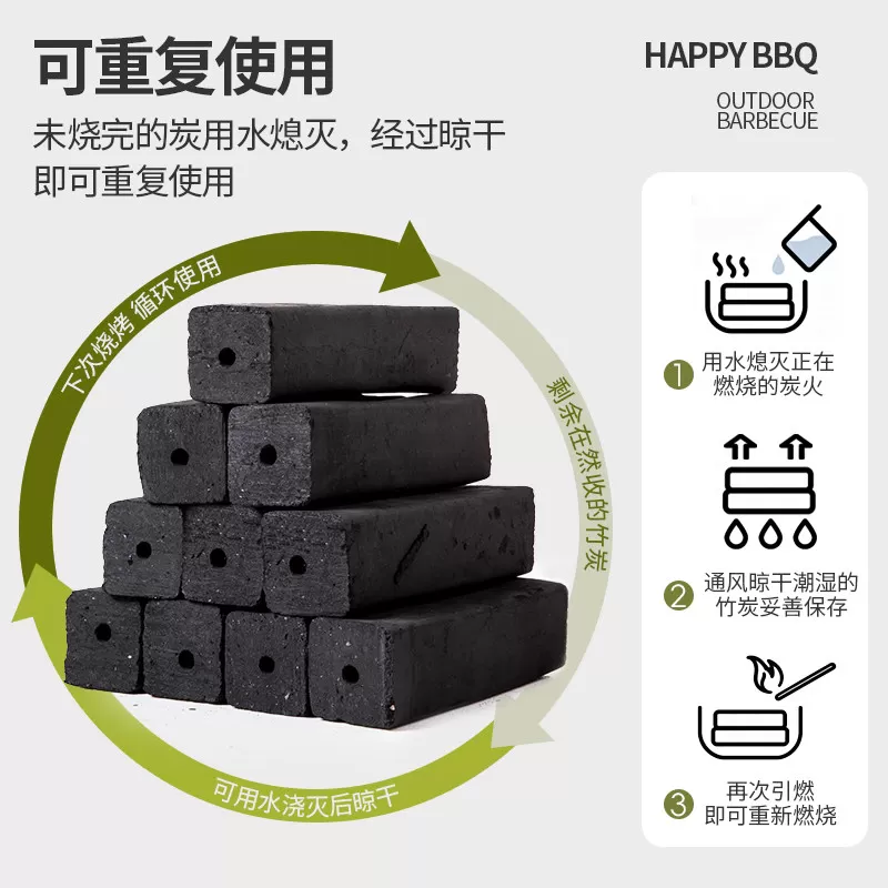 木炭烧烤碳家用无烟果木炭专用竹炭围炉煮茶速燃炭机制炭块烤肉碳