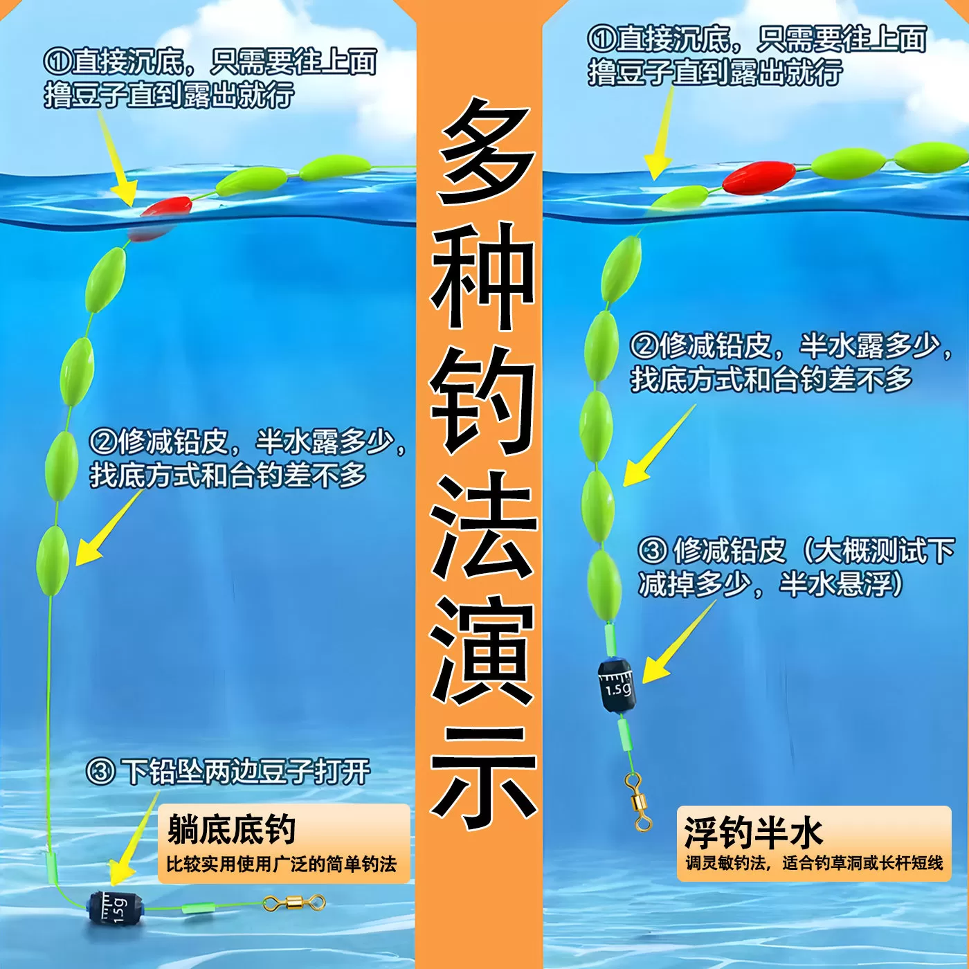 新款大力马超大七星漂野钓鲫鱼成品主线组子线双钩免调八字环套装