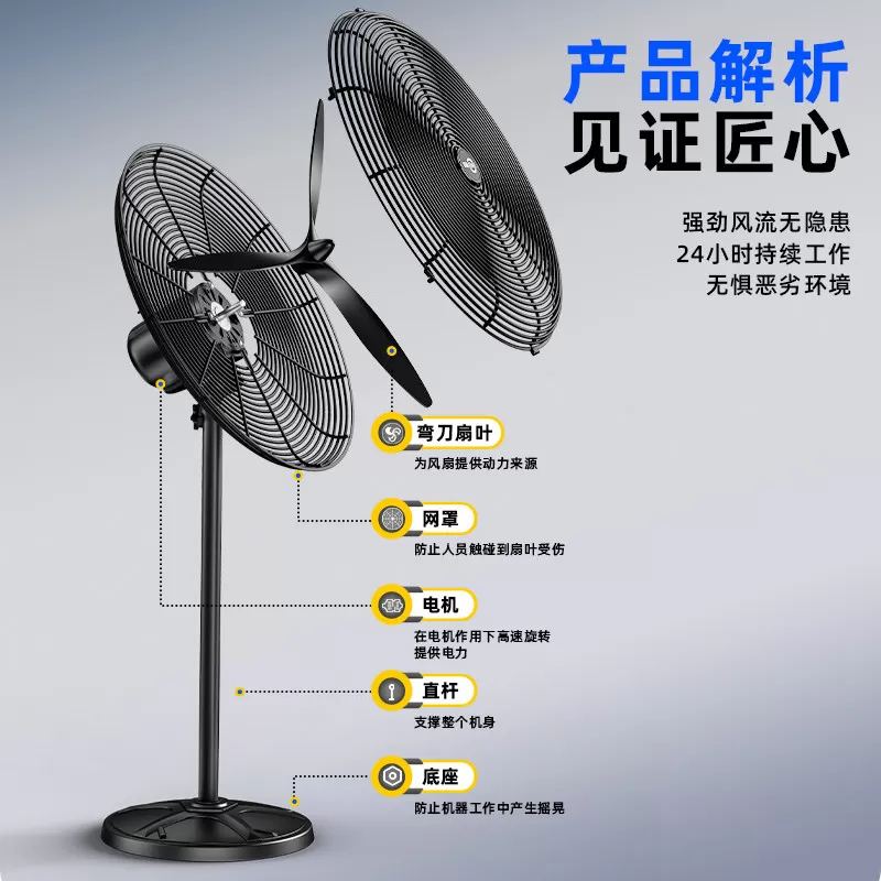 森和工业电风扇大功率工业壁扇强力大风量车间商用落地扇牛角扇