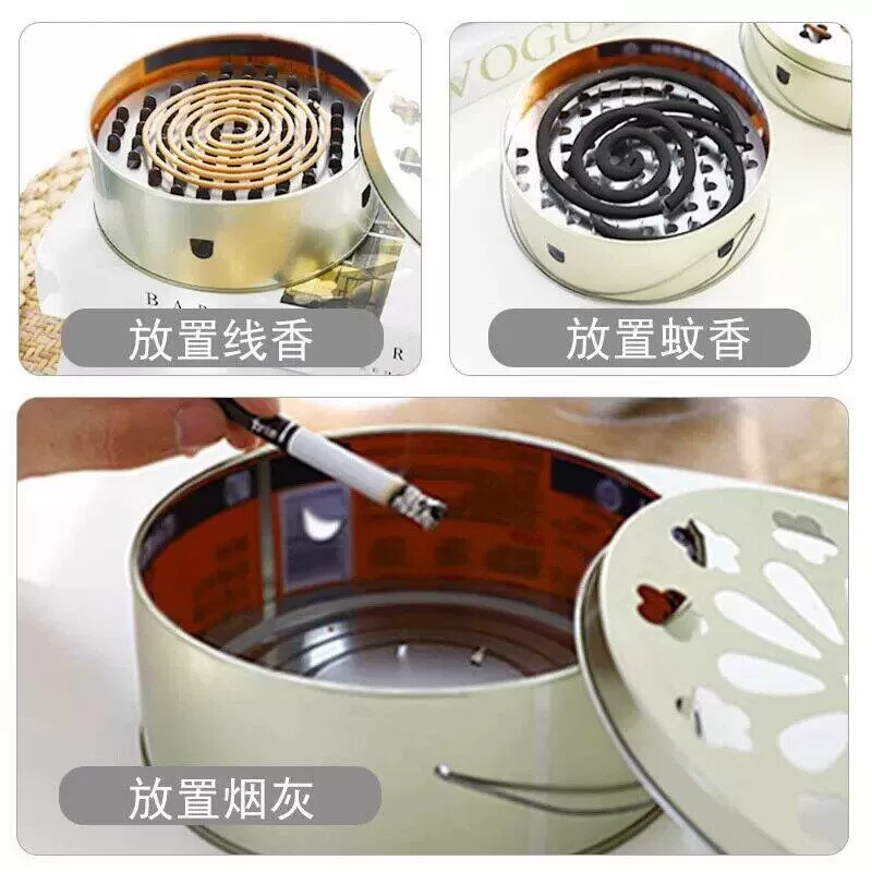 防火蚊香盒家用不锈钢蚊香盘带盖除蚊盒蚊香架子创意接灰盘蚊香炉