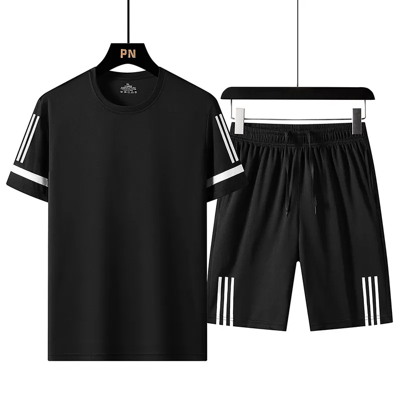 男士夏季运动套装短袖T恤短裤情侣同款速干健身跑步训练服两件套3