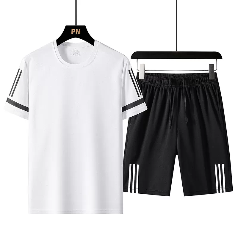 男士夏季运动套装短袖T恤短裤情侣同款速干健身跑步训练服两件套3