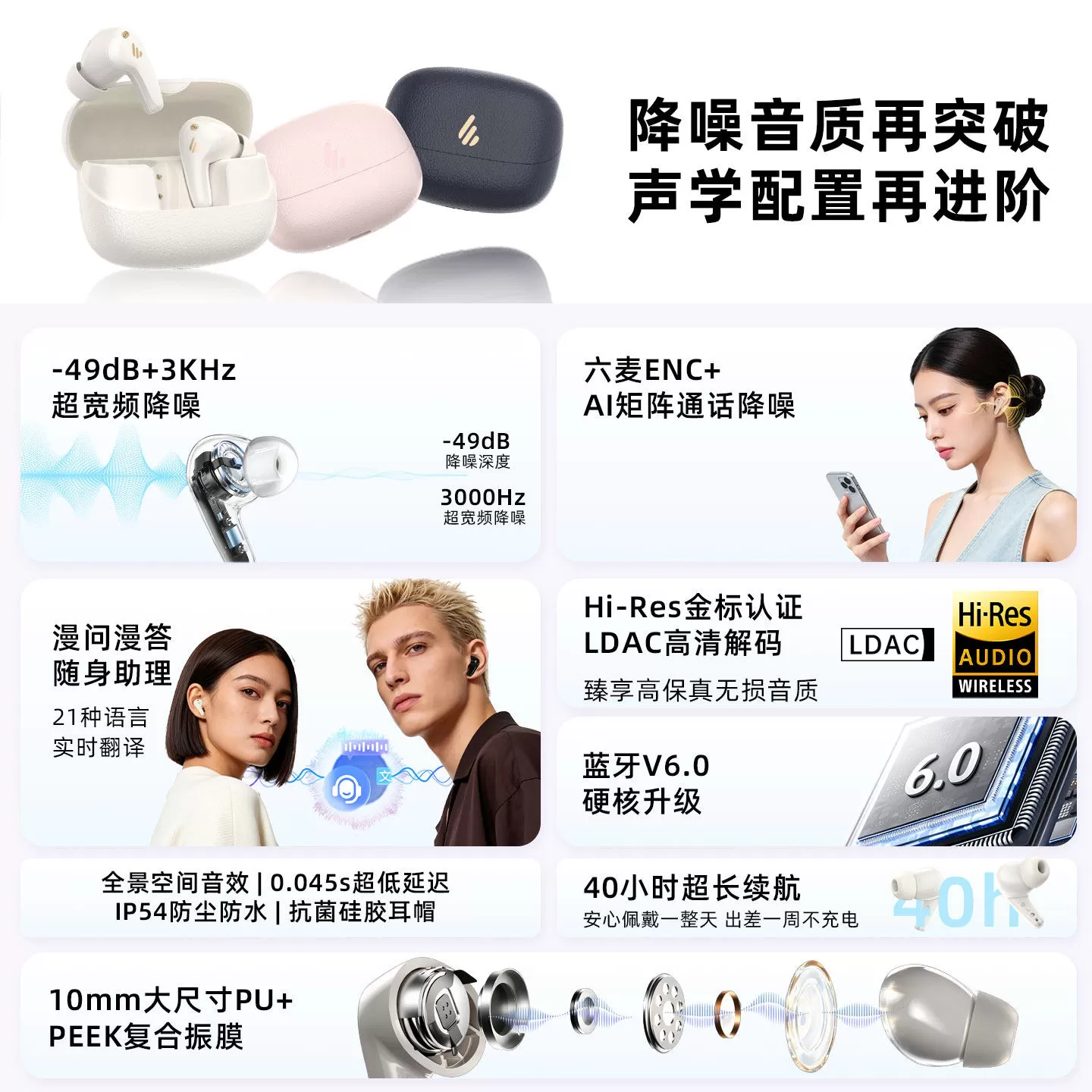 漫步者FitBuds Turbo蓝牙耳机真无线入耳式运动游戏降噪2026新款