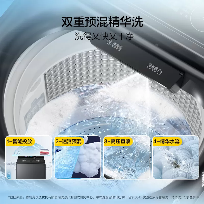 国家补贴|海尔云溪5.0手搓12kg搓波轮家用全自动直驱精华洗5AD6