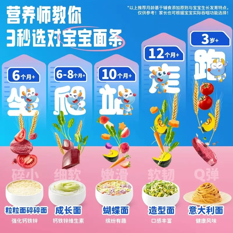 小鹿蓝蓝婴幼儿肉蔬蝴蝶面粒粒面碎碎面婴标儿童面条辅食品牌