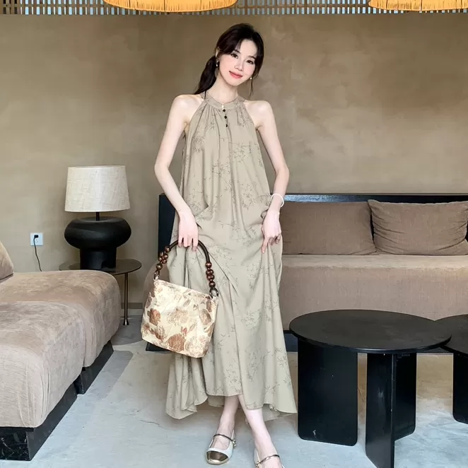 10-2026夏季法式绝美连衣裙女气质收腰长裙茶歇裙
