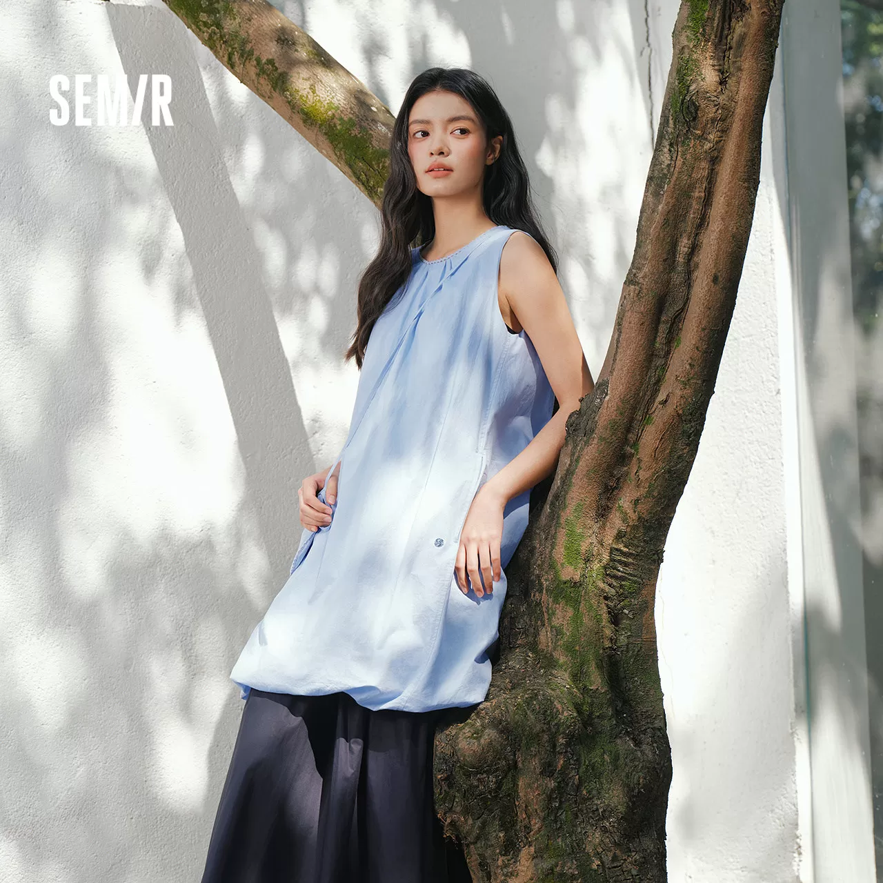 商场同款|森马连衣裙女夏斜挎包肌理花苞短裙2026新款甜美背心裙