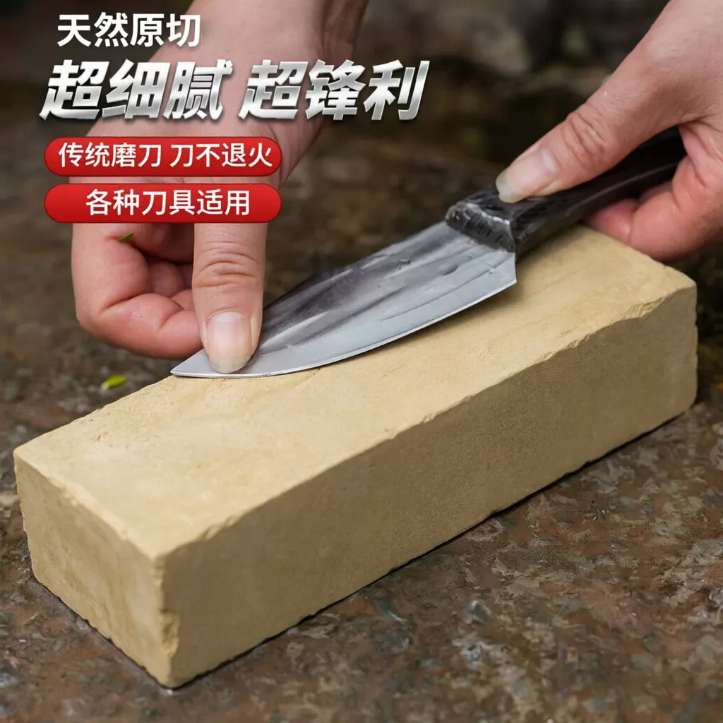 热销天然黄砂岩磨刀石易出浆下铁快磨石户外便携砂石磨具磨刀神器