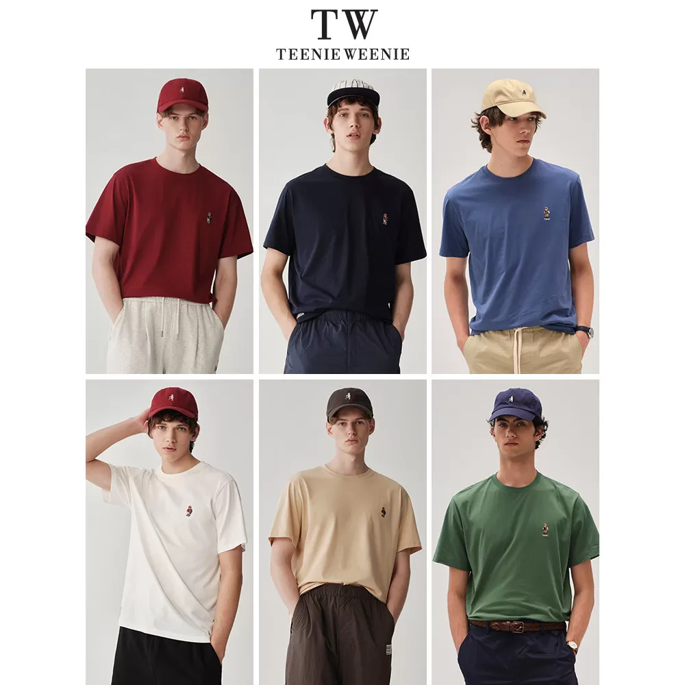 Teenieweenie小熊男装夏新款t恤情侣刺绣短袖上衣