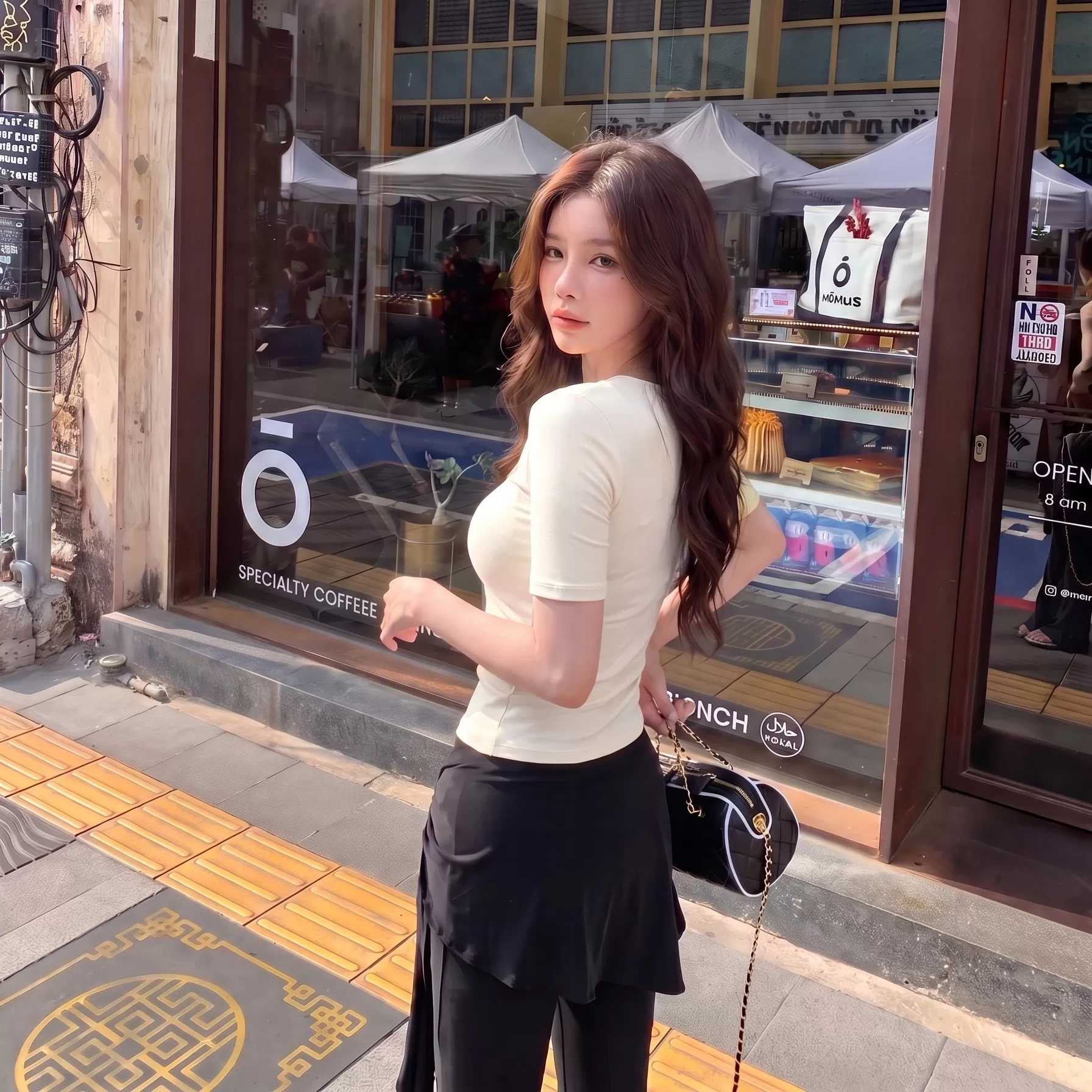 alex stevens韩系U领正肩短袖T恤女夏季修身显瘦短款掐腰上衣紧身
