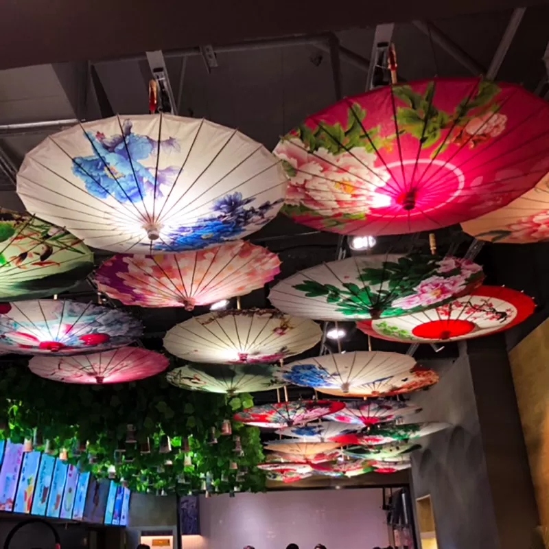 古风伞装饰油纸伞吊顶复古代饭店中国风仿古汉服户外吊顶天空之伞