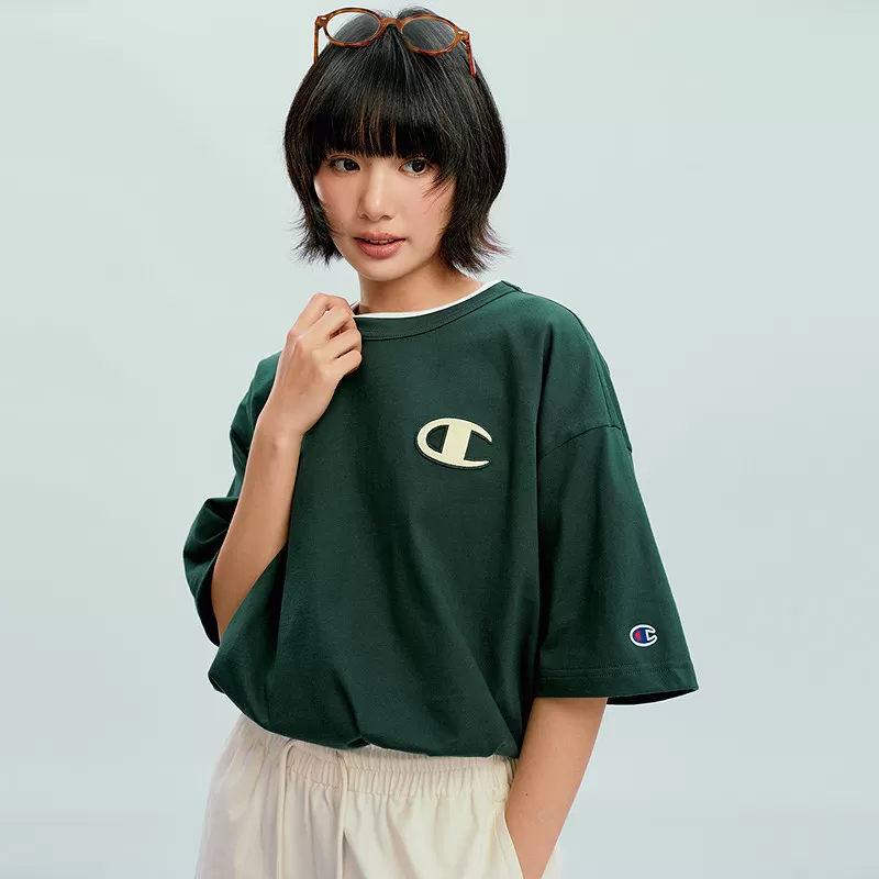 Champion冠军短袖T恤男2026夏季新款纯棉美式上衣女休闲基础款潮