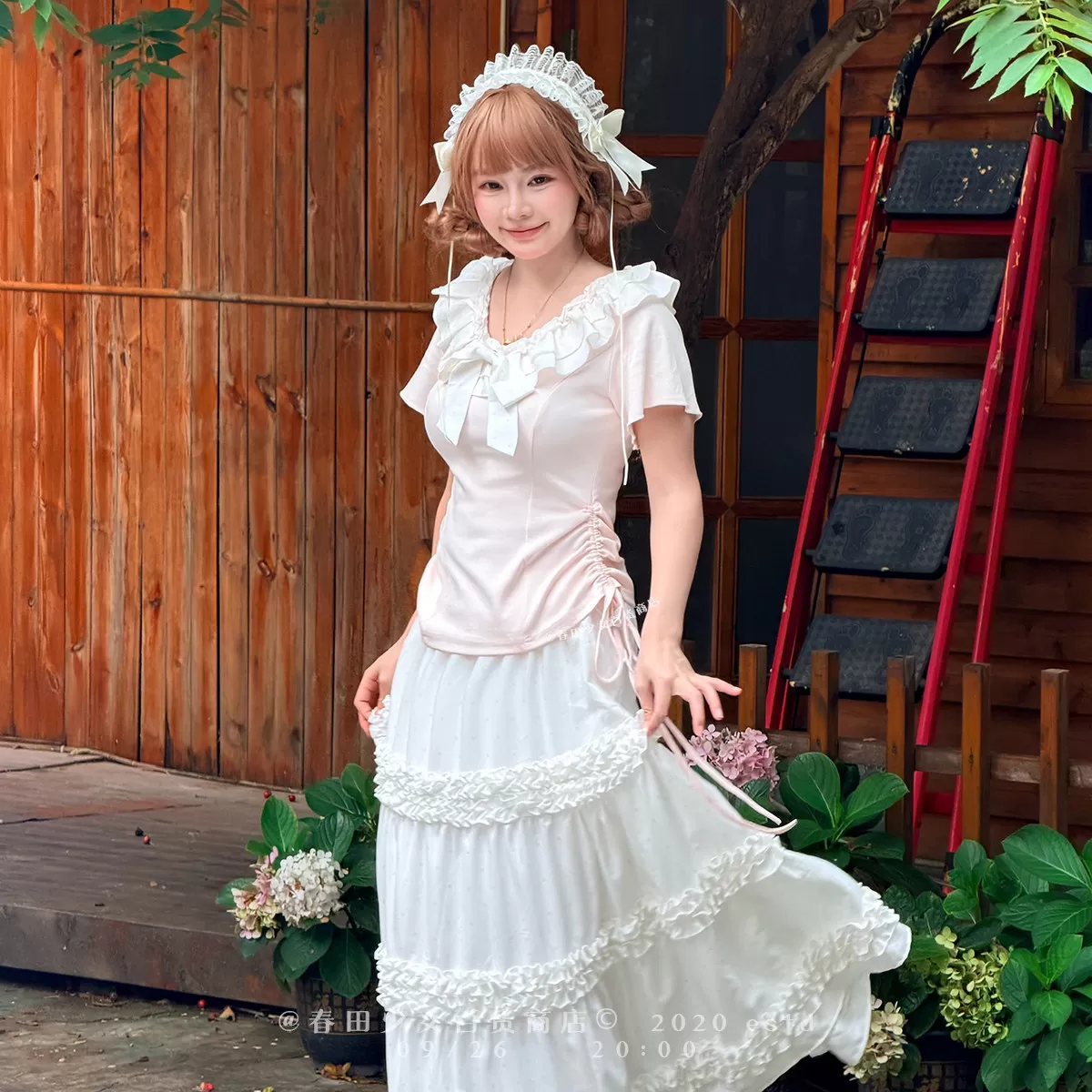 春田少女牛角包大王甜妹波点系列巨漂亮夏日新款收腰显瘦长裙套装