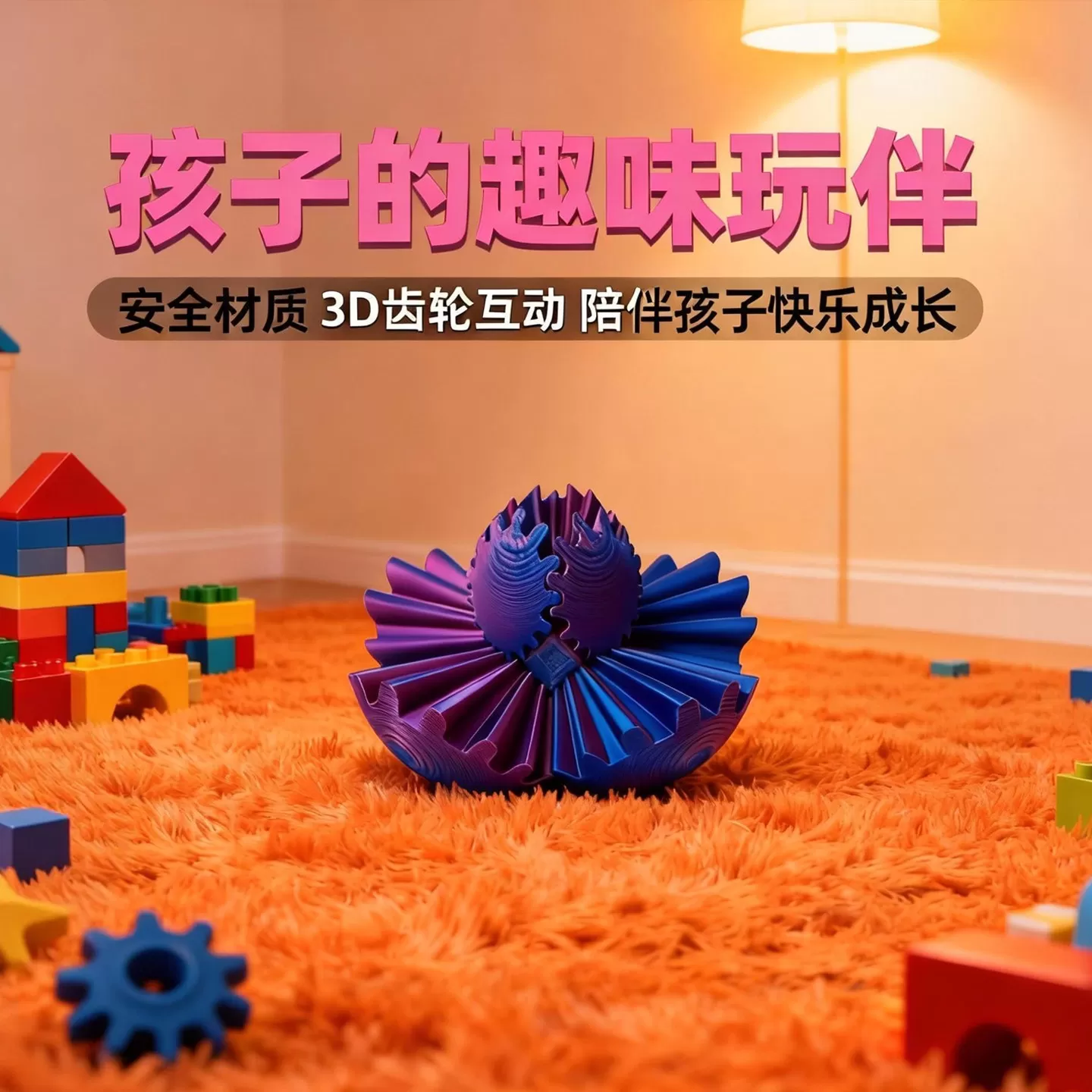 旋转齿轮球魔方儿童趣味玩具解压3D打印百变创意立体指尖球形积木