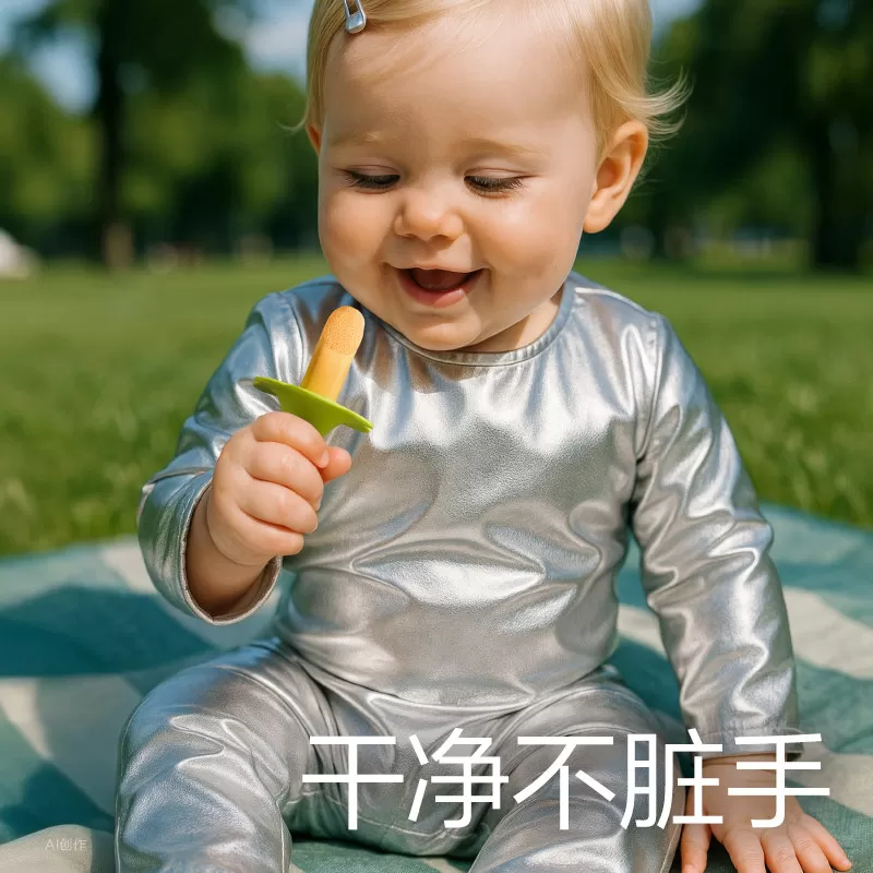 babycare光合星球磨牙棒婴儿宝宝防掉硅胶抓握辅食零食饼干米饼
