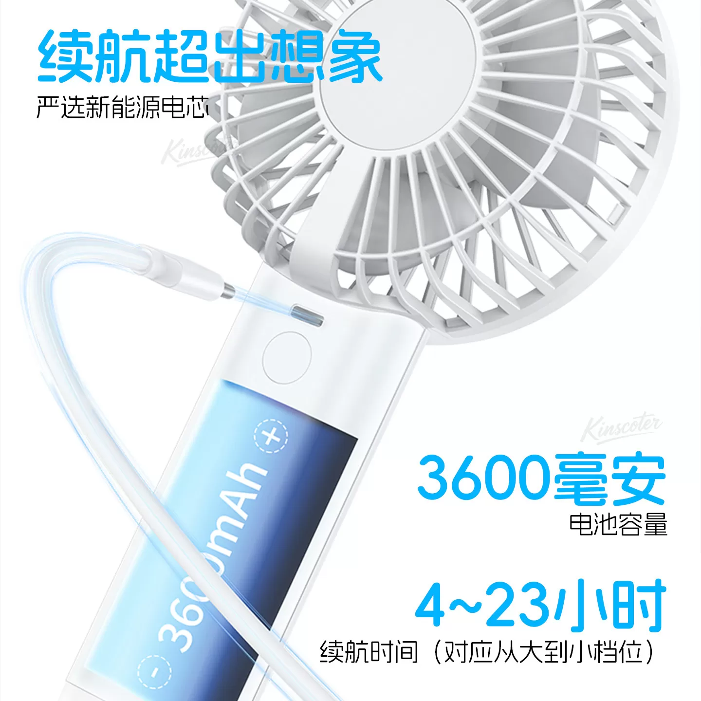 静音手持风扇大风力实用100档无极调速手拿小电扇数显屏旅游通勤