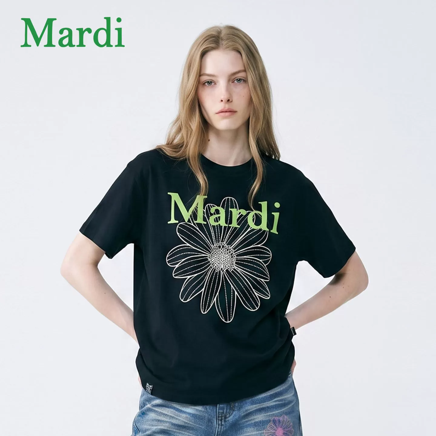 MARDI官方正品2026夏季新款女装小雏菊渐变字母时尚短袖T恤上衣