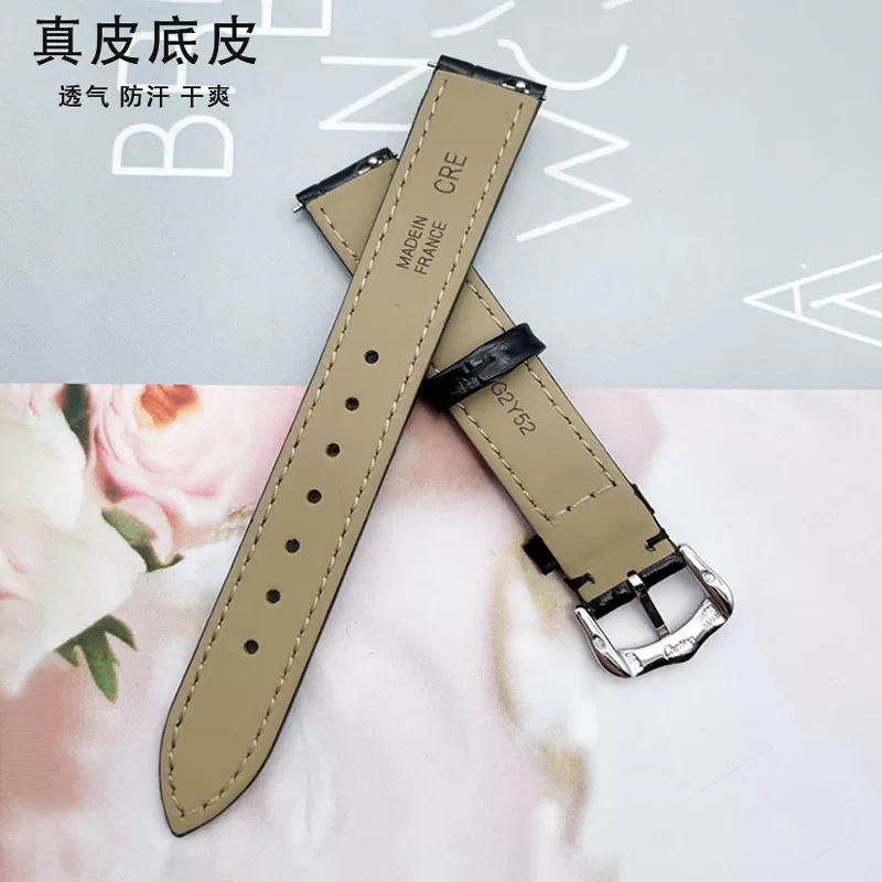 品牌手表带真皮耐用代用卡地呀山度士杜蒙系列意大利真皮男女表链