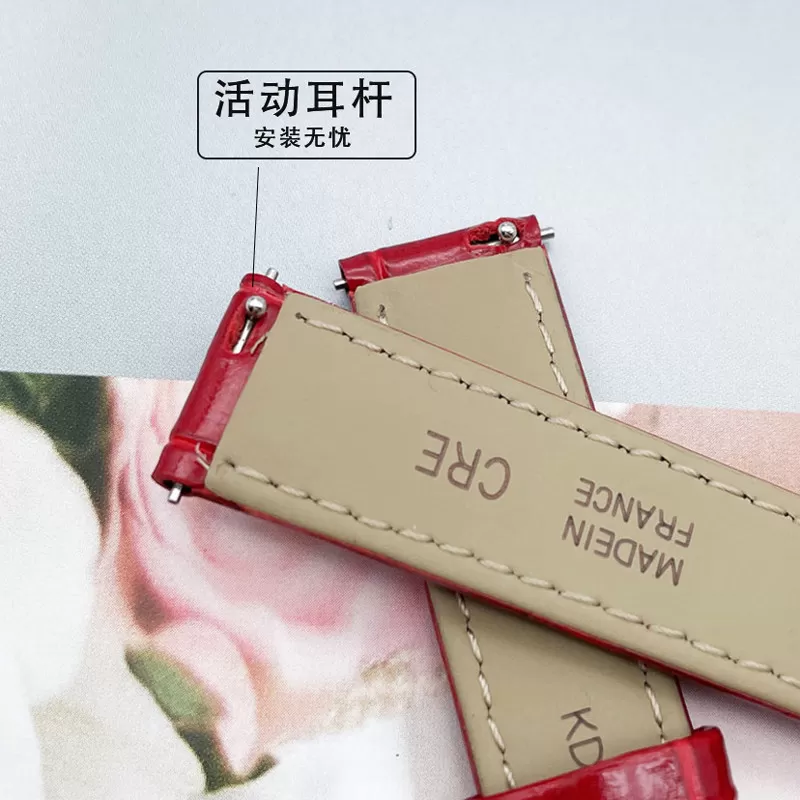 品牌手表带真皮耐用代用卡地呀山度士杜蒙系列意大利真皮男女表链