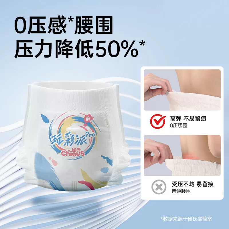 雀氏玩彩派pro婴儿拉拉裤夏季超薄透气宝宝纸尿裤便携体验装8片