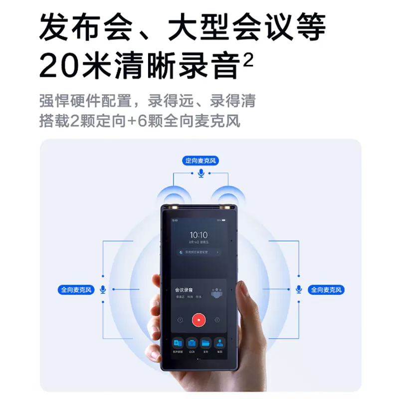 科大讯飞AI录音笔S6多语种录音转文字同声转译会议纪要翻译S6PLUS