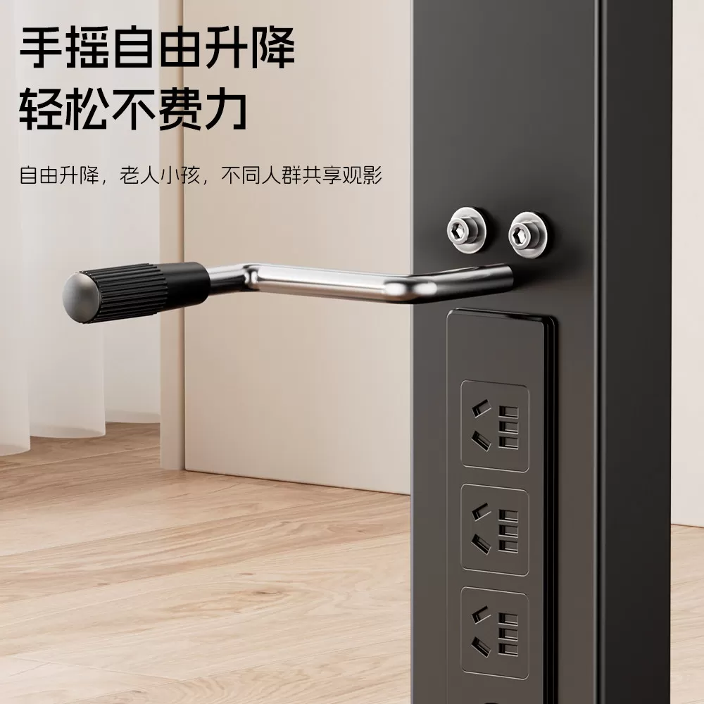可移动电视机支架落地式带轮旋转手摇升降推车显示器一体机挂架