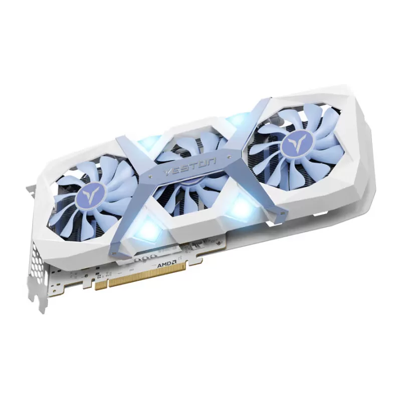 盈通RX9060XT游戏高手8G三风扇白色 花嫁 电竞台式机电脑独立显卡