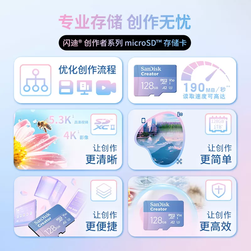 Sandisk闪迪存储卡TF高速卡micro SD防水128G 256G 512G 1T无人机
