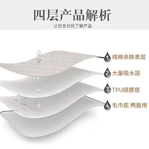 彩棉隔尿垫婴儿防水可水洗透气超大号纯棉尿垫防漏防滑月经姨妈垫
