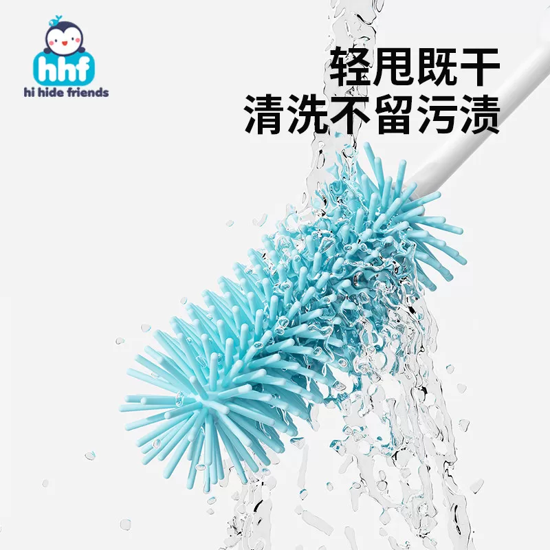 奶瓶刷套装新生儿专用奶嘴清洗涮吸管硅胶清洁刷子三合一沥水架子